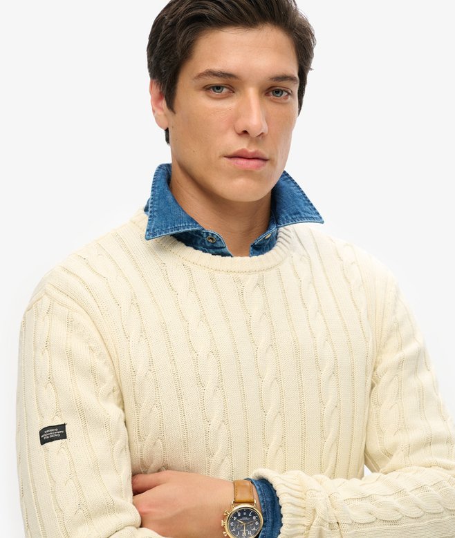 Cotton Classic Cable Knit Crew Jumper