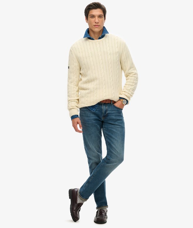 Cotton Classic Cable Knit Crew Jumper