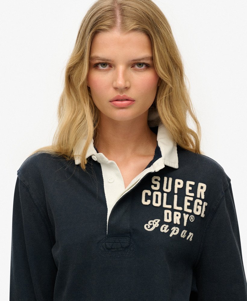 womens Oversized Athletic Rugby Top in Eclipse Navy | Superdry UK