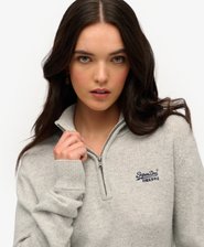 Essential Embroidered Knitted Half Zip Jumper