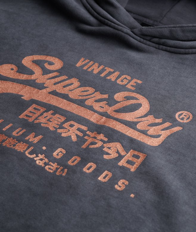 Vintage Logo Metallic Relaxed Hoodie