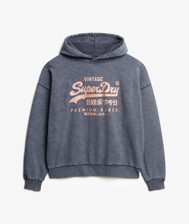 Vintage Logo Metallic Relaxed Hoodie