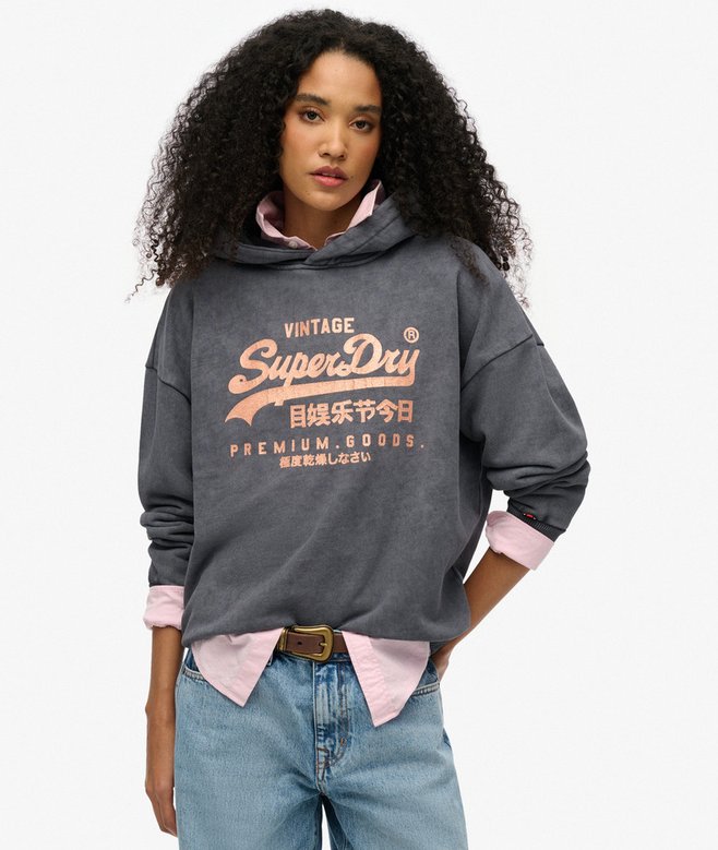 Vintage Logo Metallic Relaxed Hoodie