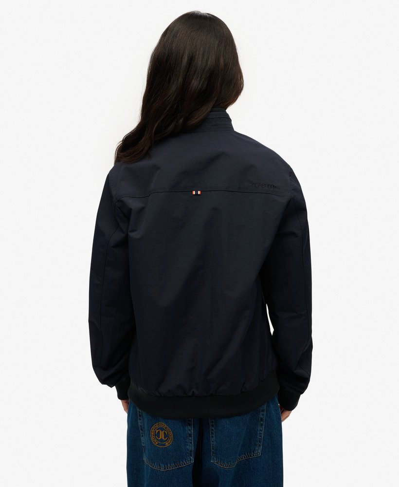 womens Oversized Nylon Harrington Jacket in Eclipse Navy