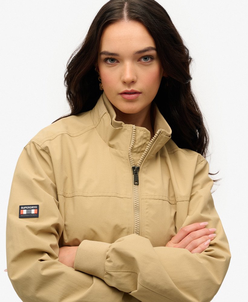 womens Oversized Nylon Harrington Jacket in Canyon Beige | Superdry US