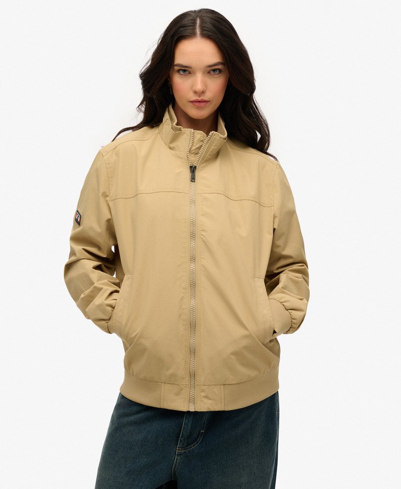 womens Oversized Nylon Harrington Jacket in Canyon Beige | Superdry US
