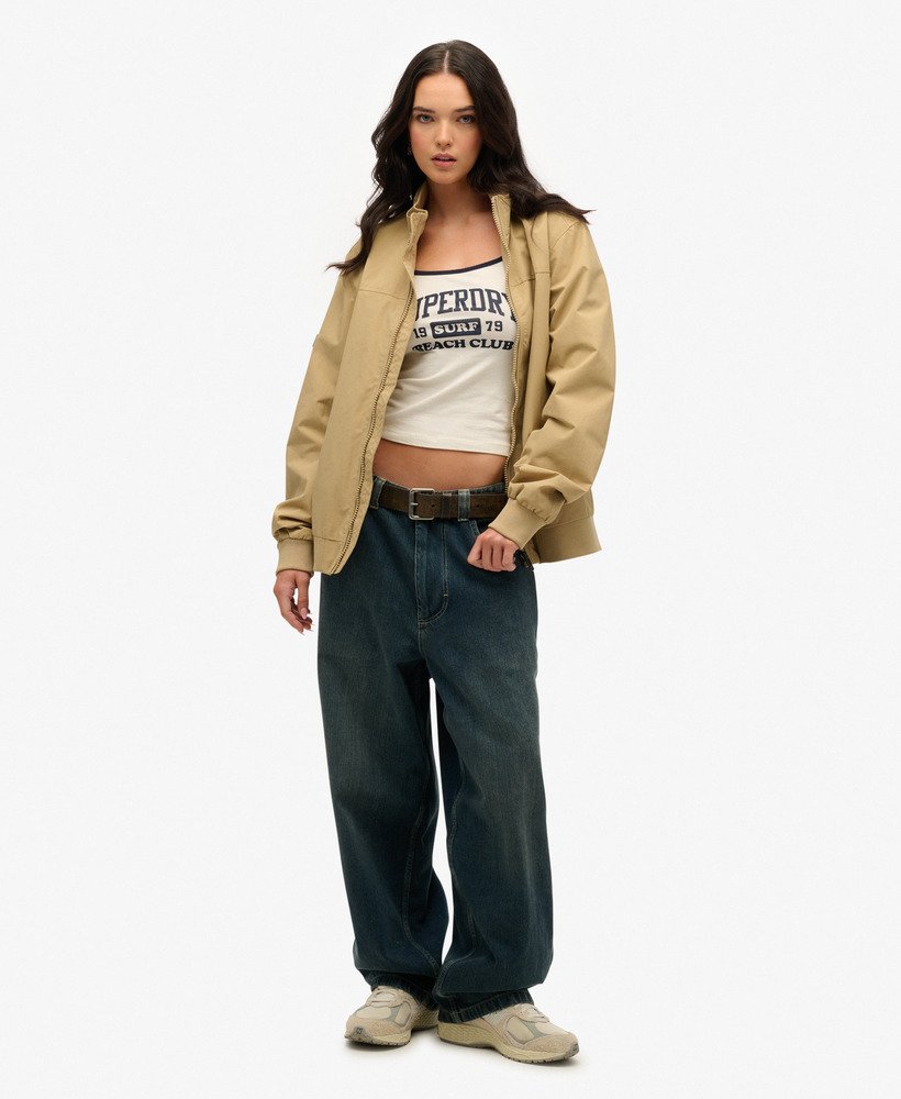 希少 more about less NYLON HARRINGTON JKT womens Oversized Nylon Harrington Jacket in Canyon Beige | Superdry US