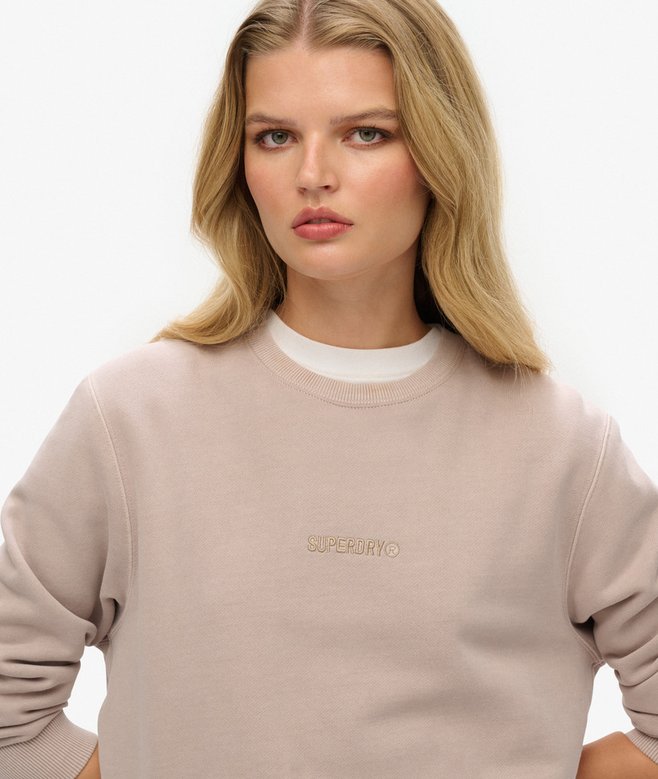 Oversized Micro Logo Crew Sweatshirt