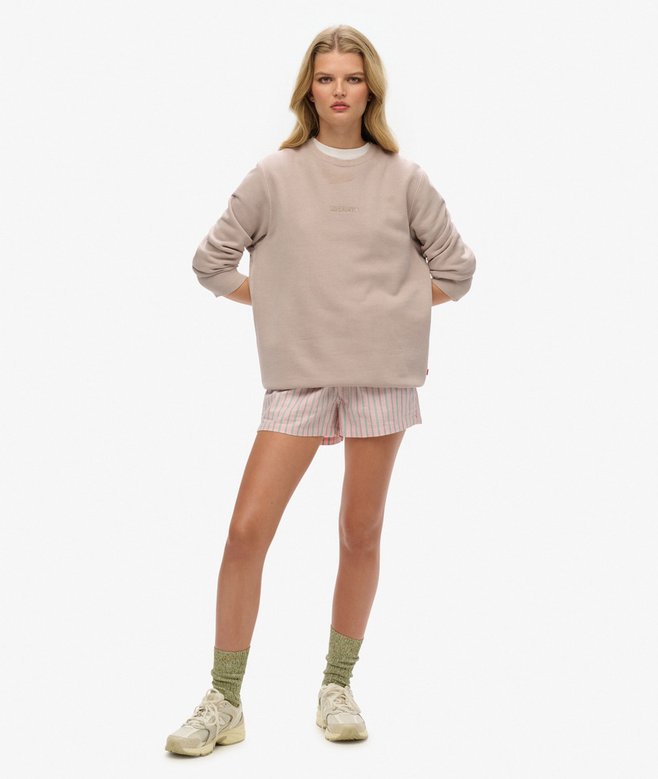 Oversized Micro Logo Crew Sweatshirt