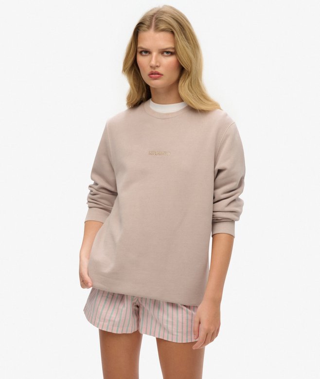 Oversized Micro Logo Crew Sweatshirt