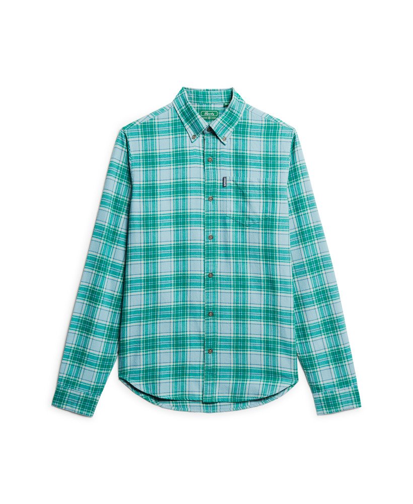 womens Oversized Organic Cotton Vintage Check Shirt in Teal Check
