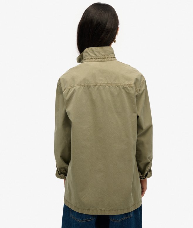 Chemise militaire oversize à manches longueskaki clair pour Femme