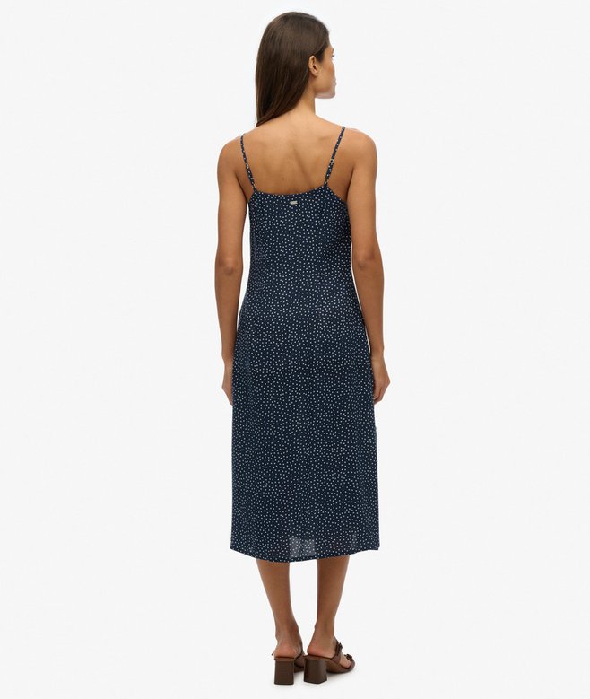 Printed Button-Up Cami Midi Dress