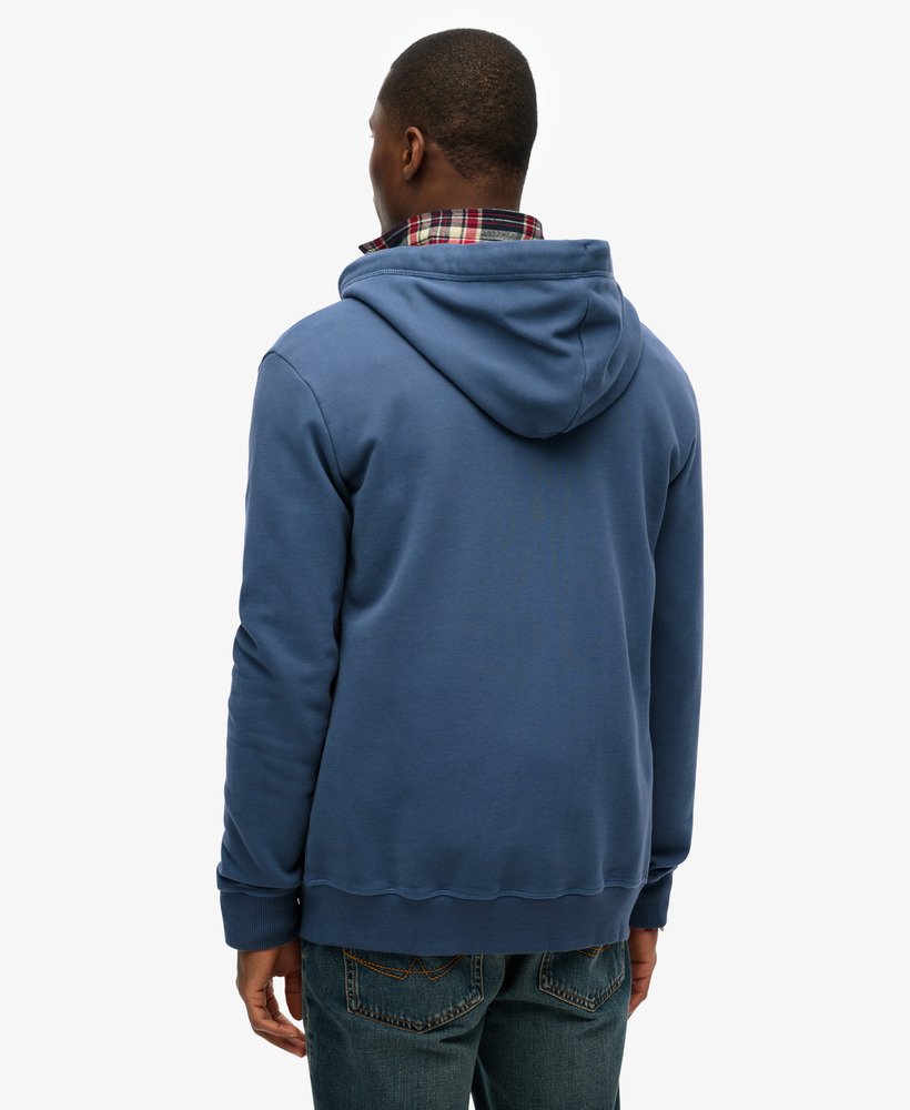 mens Essential Logo Zip Hoodie in Heritage Washed Blue