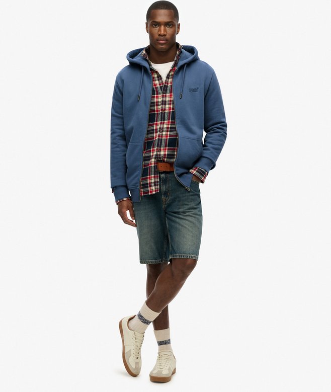 mens Essential Logo Washed Zip Hoodie in Washed Black | US
