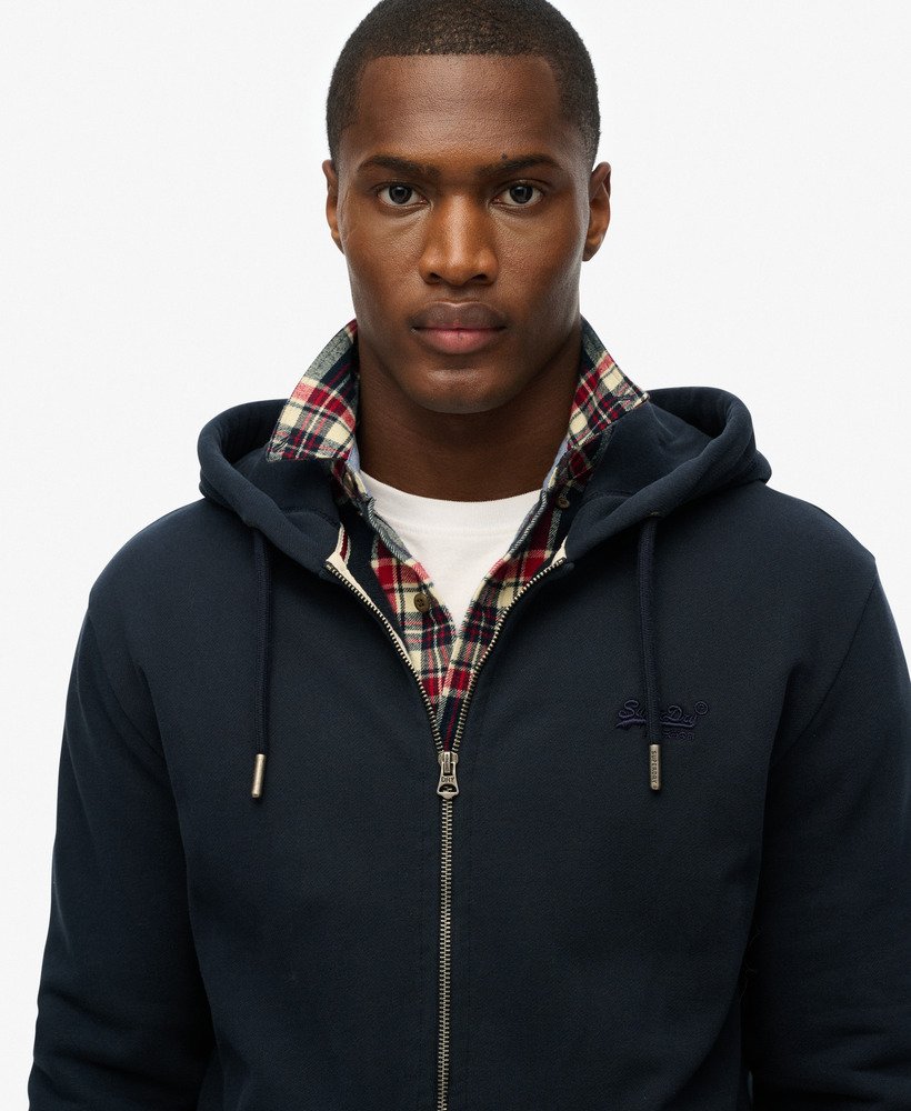 mens Essential Logo Zip Hoodie in Eclipse Navy | Superdry US
