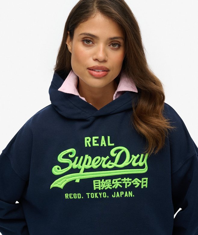 Vintage Logo Neon Relaxed Hoodie