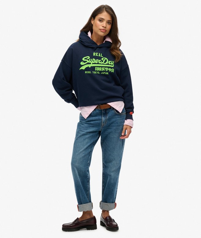 Vintage Logo Neon Relaxed Hoodie