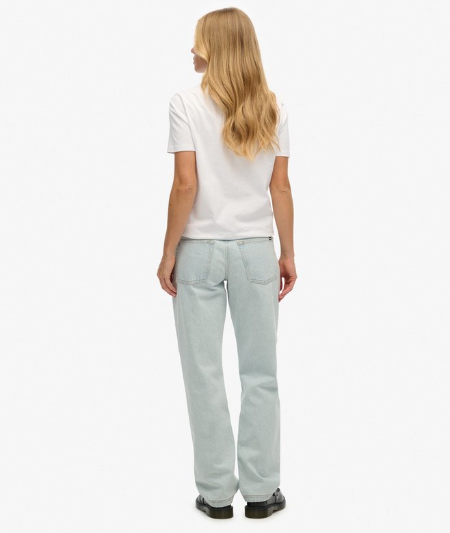 Mid Rise Straight Leg Jeans
