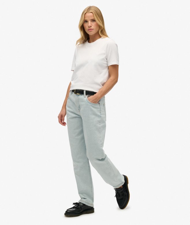 Mid Rise Straight Leg Jeans