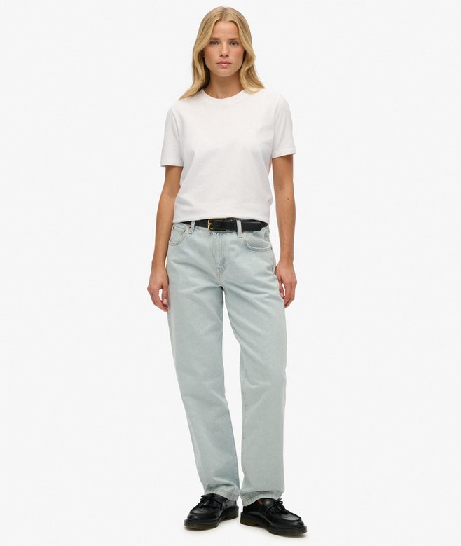 Mid Rise Straight Leg Jeans