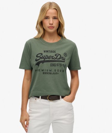 Superdry T-Shirt Donna Tonal Embroidered Logo - Eclipse Navy - Taglia 38