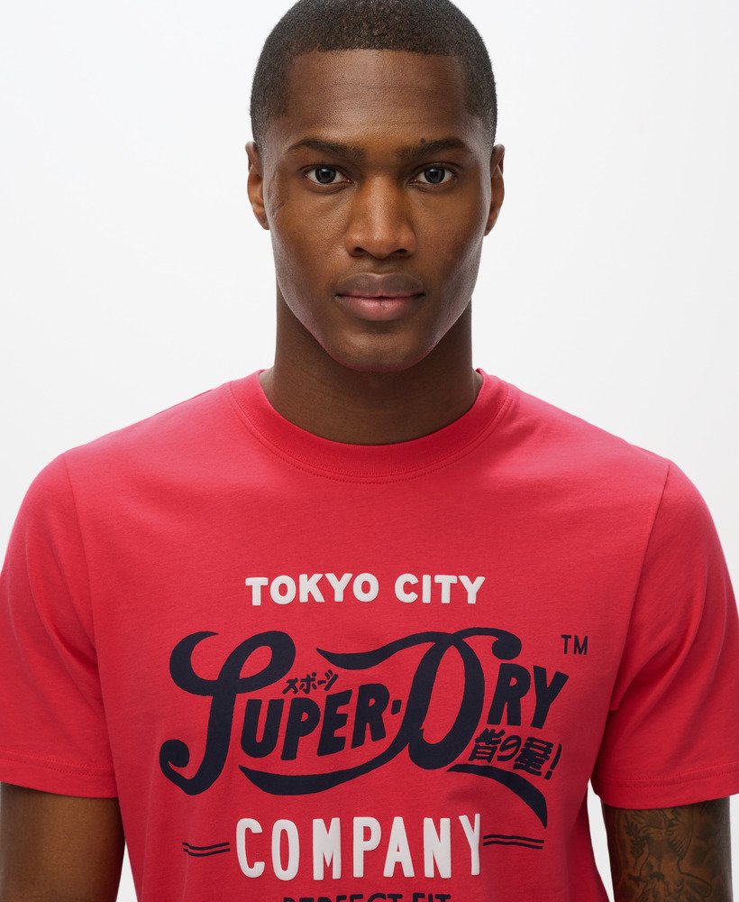mens Perfect Fit Script T-Shirt in SODA POP RED | Superdry UK