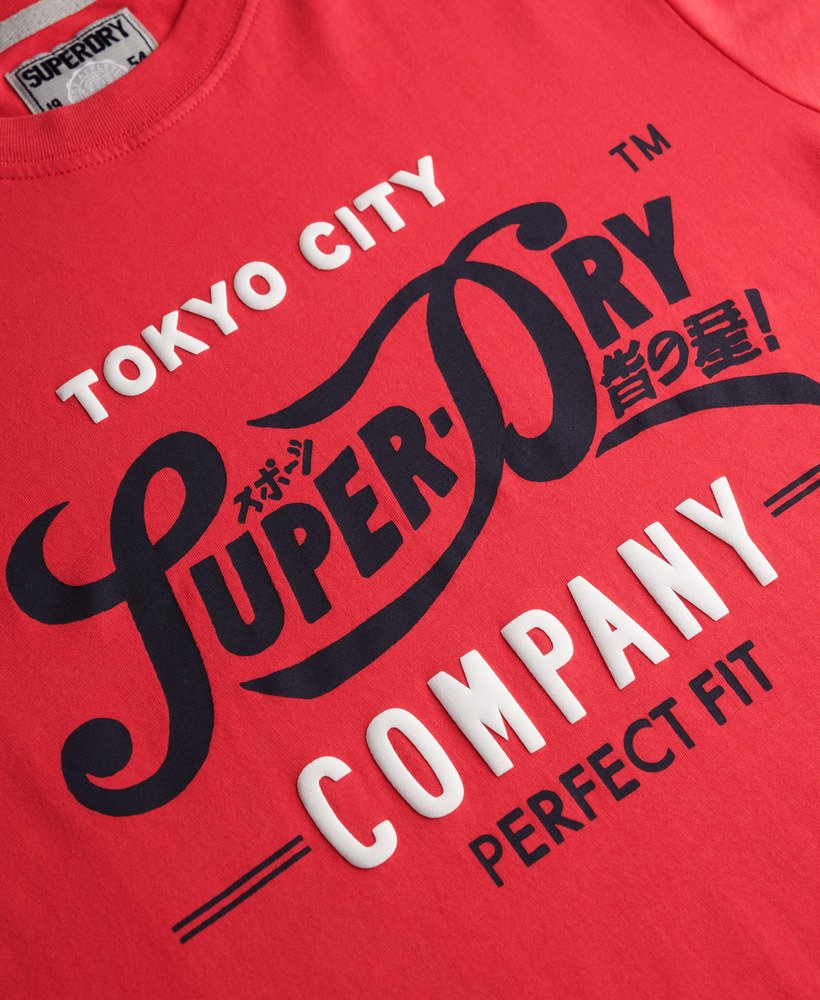 mens Perfect Fit Script T-Shirt in SODA POP RED | Superdry UK