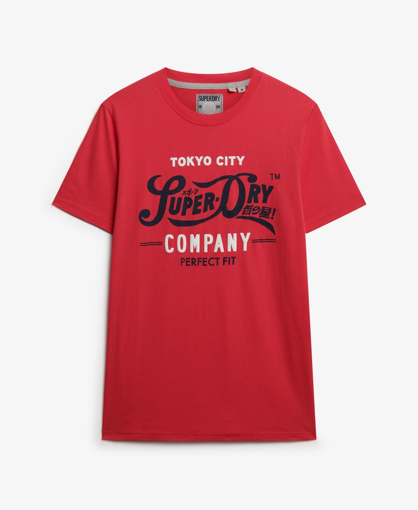mens Perfect Fit Script T-Shirt in SODA POP RED | Superdry UK