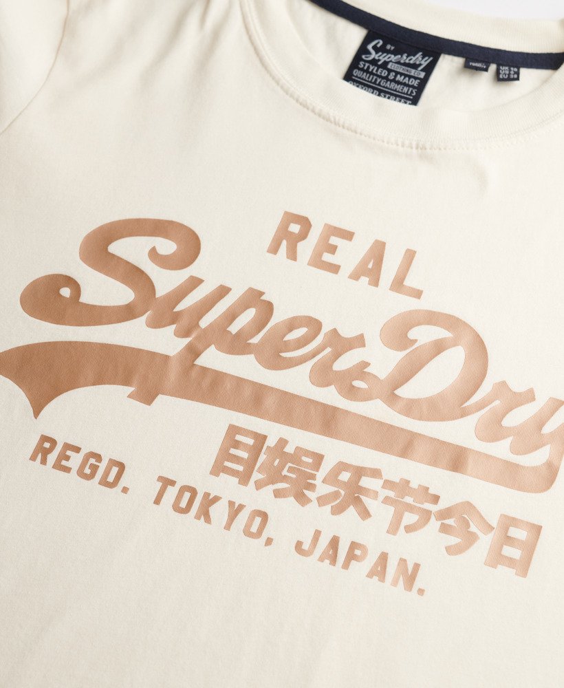 womens Vintage Logo Metallic T-Shirt in CREAM | Superdry UK
