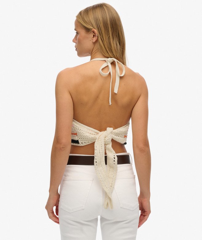 Cropped Halter Crochet Top