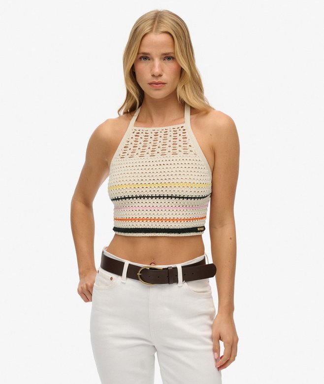 Cropped Halter Crochet Top