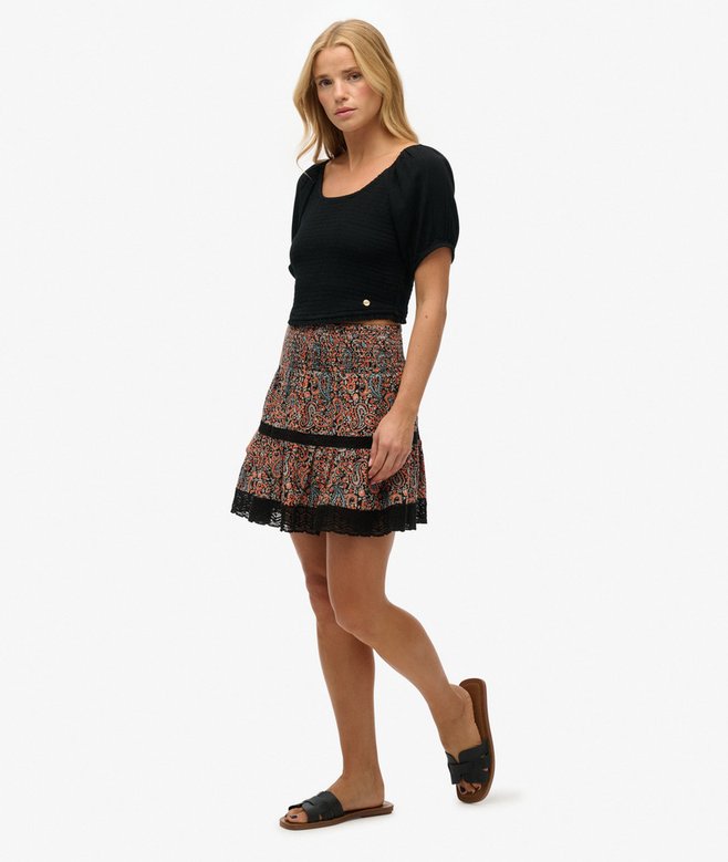 Printed Lace Trim Mini Skirt More Colours Available Price £19.99 Price reduced from £39.99 to You Save 50%
