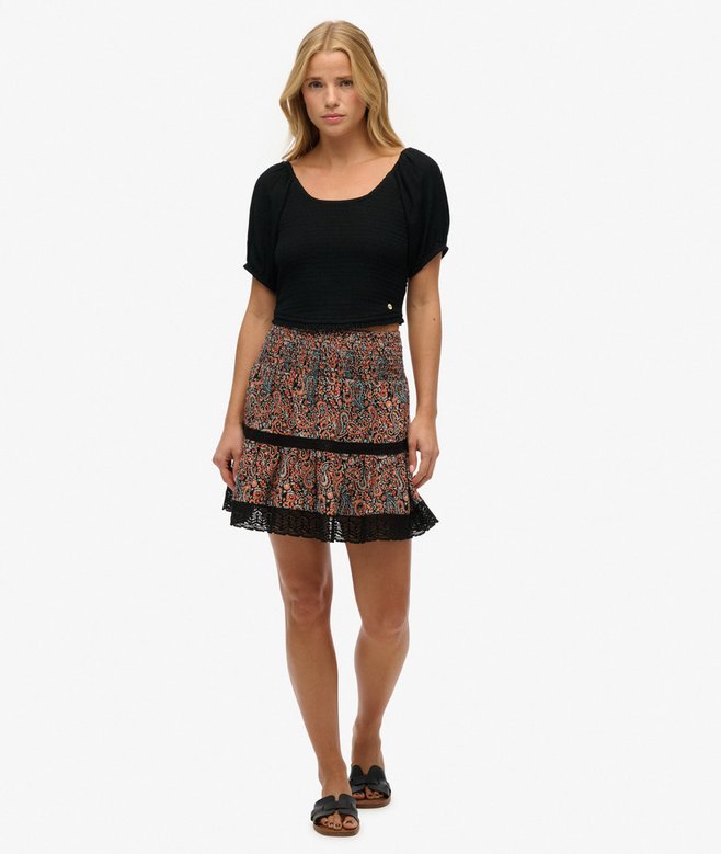 Printed Lace Trim Mini Skirt More Colours Available Price £19.99 Price reduced from £39.99 to You Save 50%