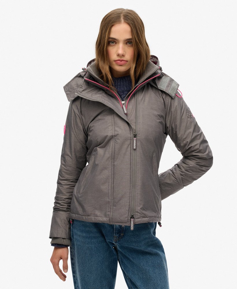 womens Pop Zip Hooded Arctic SD-Windcheater Jacket in Light Grey