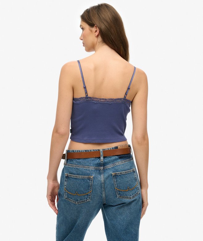 Athletic Essentials Lace Trim Cropped Cami Top