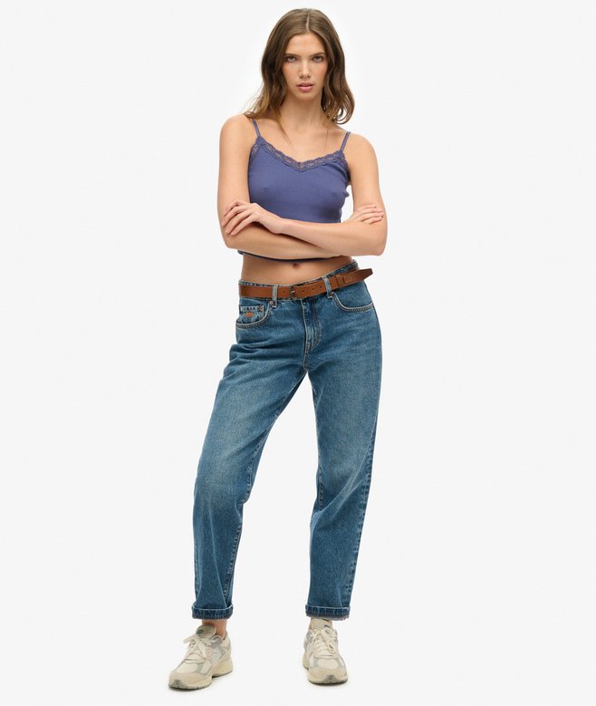 Athletic Essentials Lace Trim Cropped Cami Top