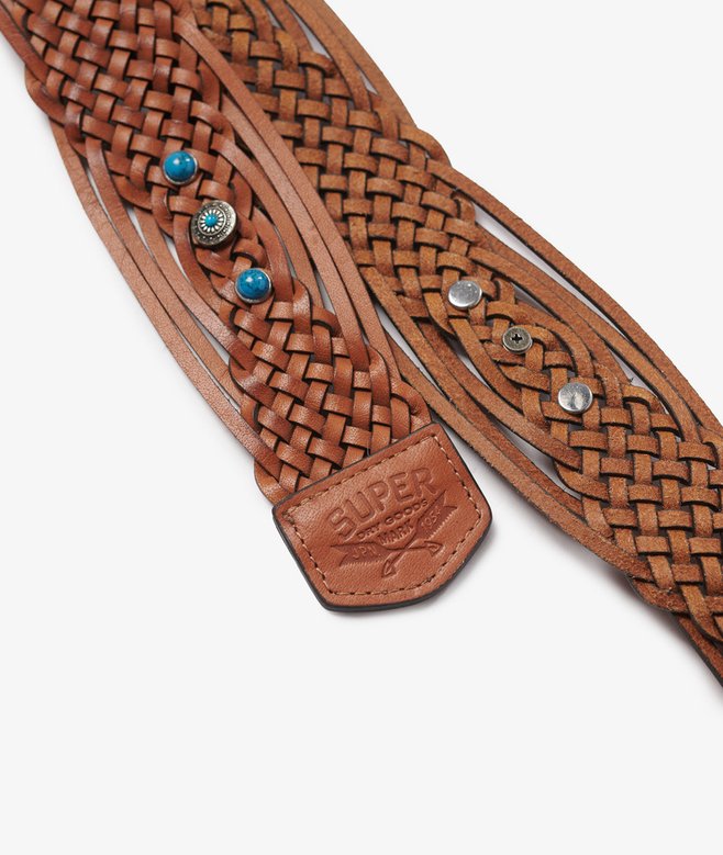 womens Artisan Weave Belt in Tan/Silver | Superdry US display picture 1