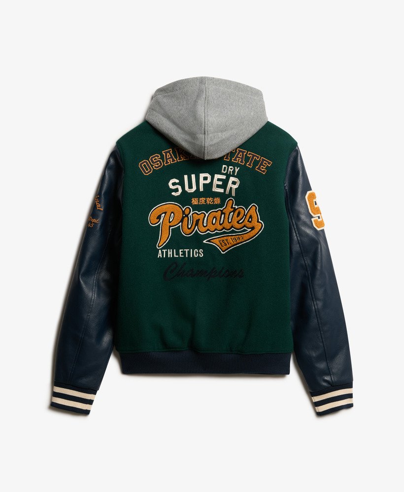 mens College Varsity Patched Bomber Jacket in Atlantic Navy 2 US