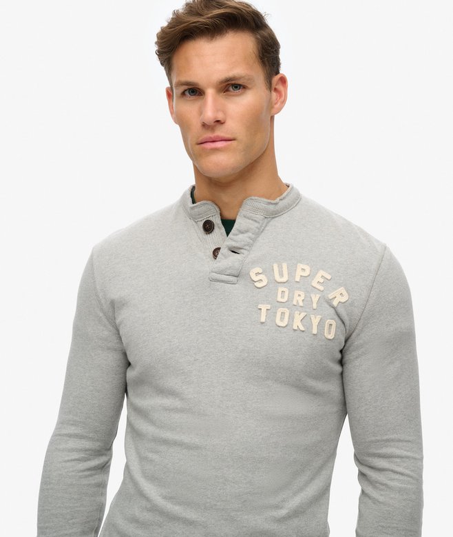 Vintage Athletic Long Sleeve Henley Top