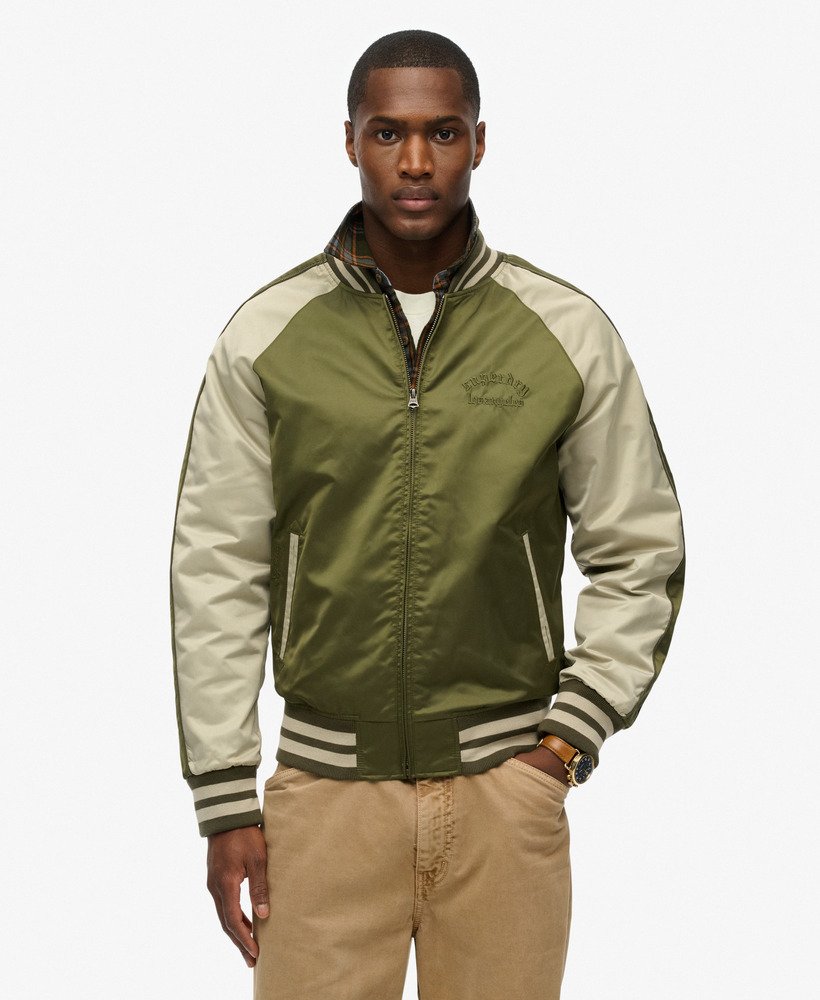 mens Souvenir Bomber Jacket in Olive Night Green | Superdry US