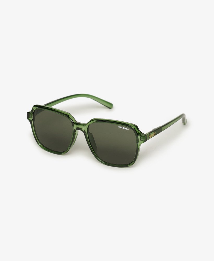 Dames Oversized Vierkante Zonnebril in khaki / groene glazen