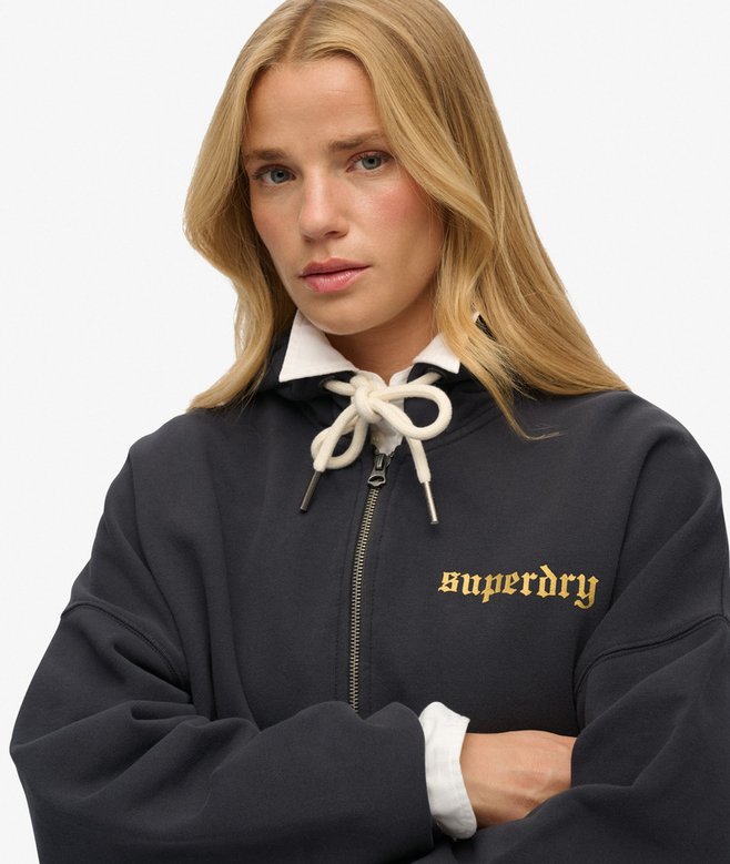 Old School Tattoo Oversized Zip Hoodie