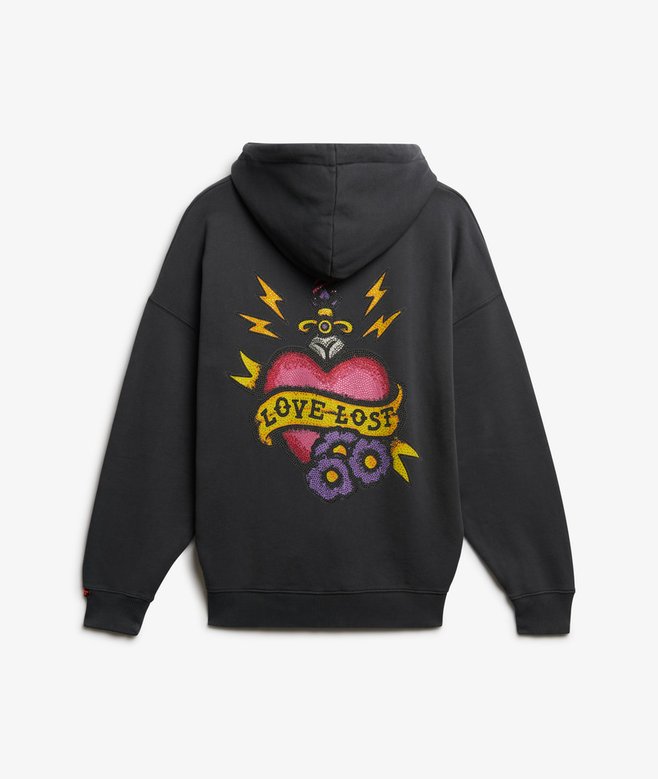 Old School Tattoo Oversized Zip Hoodie