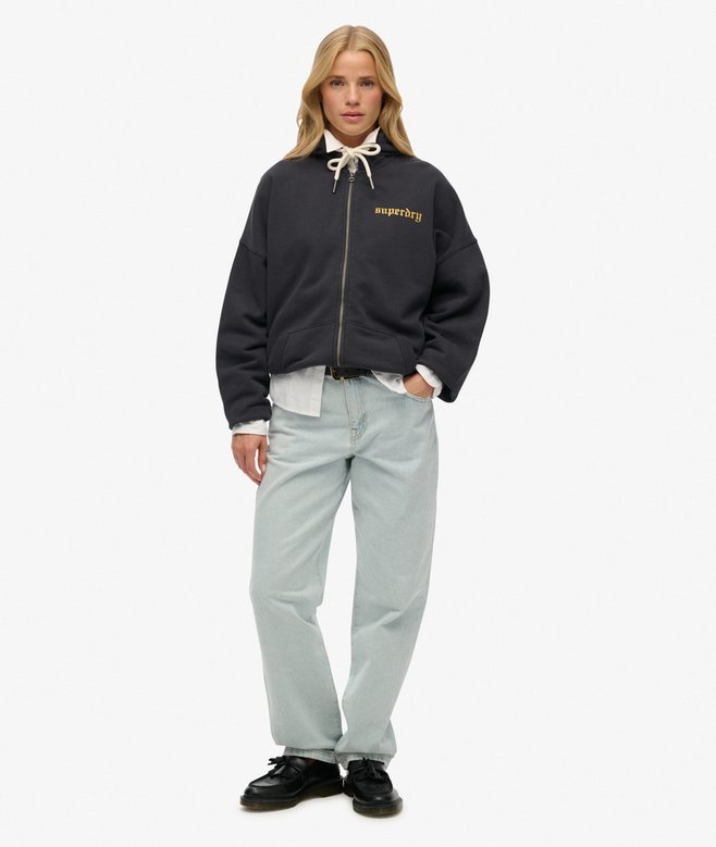 Old School Tattoo Oversized Zip Hoodie