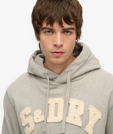 Superdry Vintage Athletic Hoodie, Felpa Con Cappuccio Taglia L, Colore Grigio Chiaro