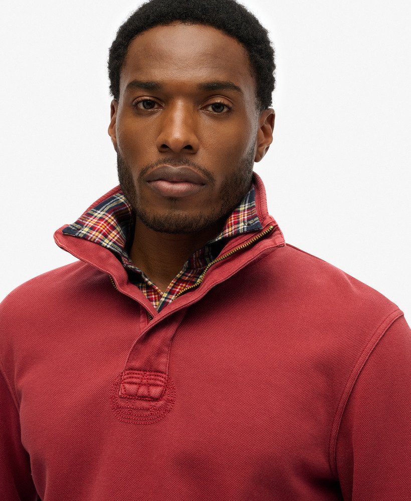 Half-Zip Sweatshirt with Embroidered Detail - Red main image 0