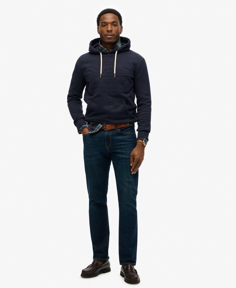 mens Embossed Graphic Hoodie in DEEP NAVY | Superdry US