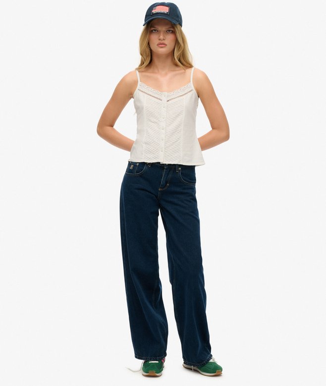 Lace Button Through Cami Top
