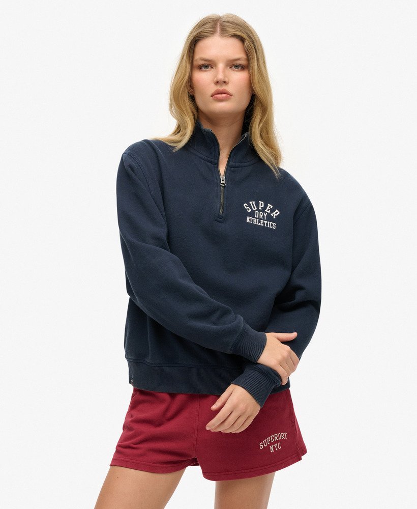 Superdry ラガーシャツ ネイビー サイズ15 womens Athletic Essentials Half Zip Jumper in NAUTICAL NAVY